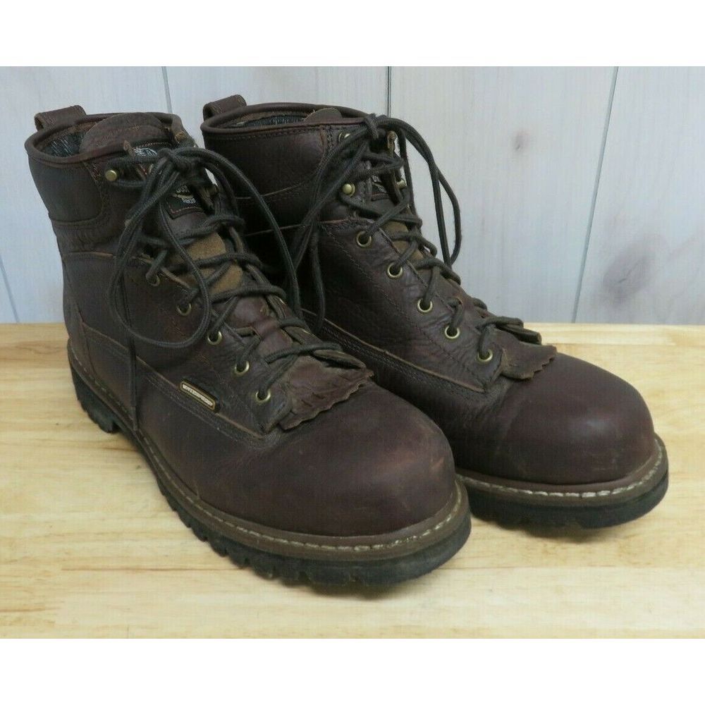 Georgia Boot Brown Lace-To-Toe Steel‎ Toe Waterproof Work Boots Mens Size 14 W